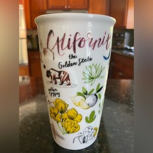 Starbucks California State White Ceramic Traveler Tumbler Coffee Mug 10oz Lid